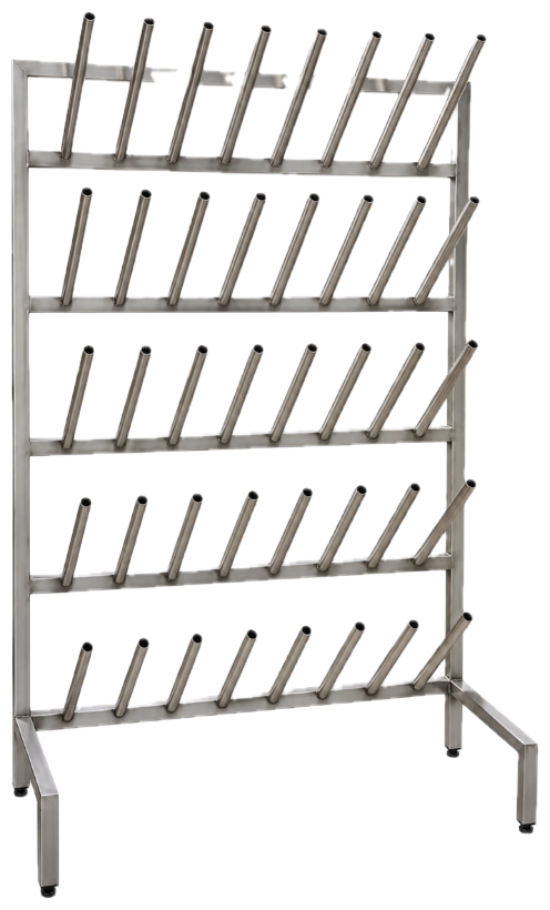 Stainless boot rack for a hygiene changing area