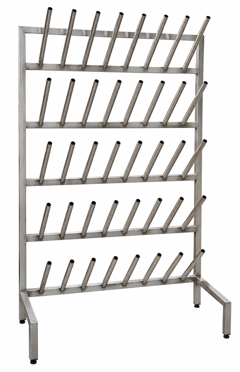 Stainless boot rack for a hygiene changing area