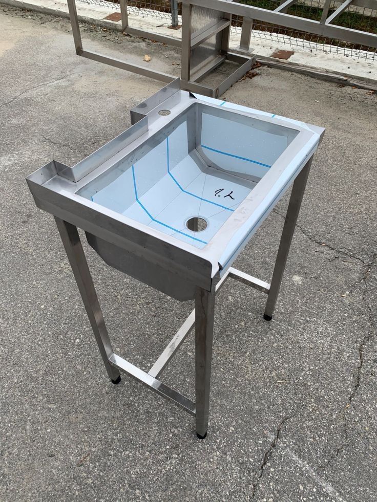 Stainless sink unit on a welded stand, made by Heffmech